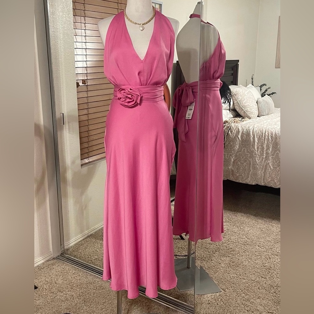 Zara Vibrant Pink Elegant Backless Dress